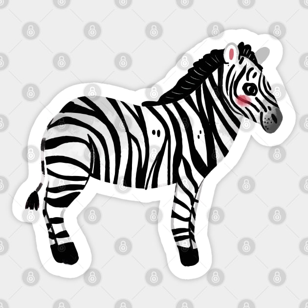 Zebra Painting Hand Drawn Sticker by Mako Design 